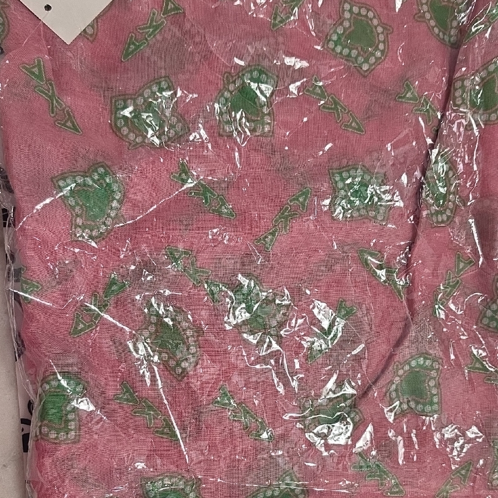 Pink Scarf with Green Paisley Motif